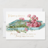 ヴィンテージピンクカーネーションバレンタイン シーズンカード (正面)