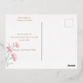 ヴィンテージピンクカーネーションバレンタイン 箔シーズンポストカード (裏面)