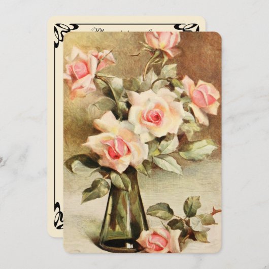 ヴィンテージピンクガーデンバラブライダルシャワーパーティー 招待状 (正面/裏面)