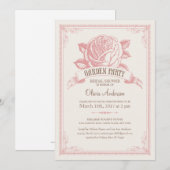 ヴィンテージピンクガーデンパーティーシャワー招待状 招待状 (正面/裏面)