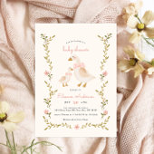 ヴィンテージピンクガール赤ちゃんシャワー 招待状