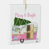 ヴィンテージピンクキャンピングトレーラー セラミックオーナメント (右)
