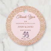 ヴィンテージピンククラシックガールベビーシャワー フェイバータグ (正面)