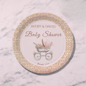 ヴィンテージピンククラシックガールベビーシャワー ペーパープレート