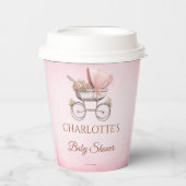 ヴィンテージピンククラシックガールベビーシャワー 紙コップ (正面)