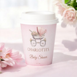 ヴィンテージピンククラシックガールベビーシャワー 紙コップ