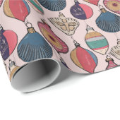 ヴィンテージピンククリスマスオーナメント包装紙 ラッピングペーパー (ロールコーナー)