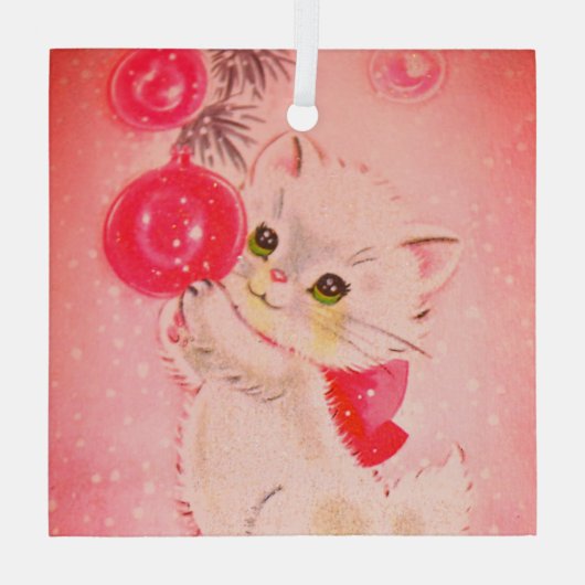 ヴィンテージピンククリスマスキタン ガラスオーナメント (裏面)