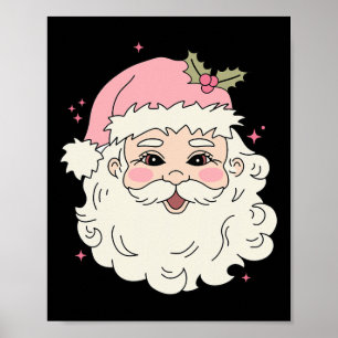 ヴィンテージピンククリスマスサンタクロースメリークリスマスホーム ポスター