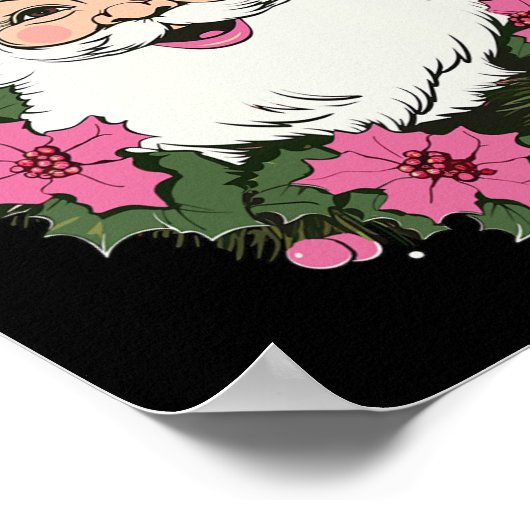 ヴィンテージピンククリスマスサンタクロースメリークリスマスホーム ポスター (角)