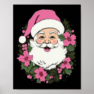 ヴィンテージピンククリスマスサンタクロースメリークリスマスホーム ポスター