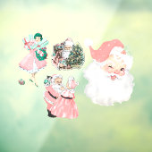 ヴィンテージピンククリスマスデコールウィンドウクリングス4pcセット ウィンドウサイン (シート3)