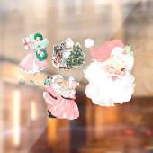 ヴィンテージピンククリスマスデコールウィンドウクリングス4pcセット ウィンドウサイン (シート2)