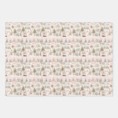 ヴィンテージピンククリスマスパステルクリスマス ラッピングペーパーシート (正面3)