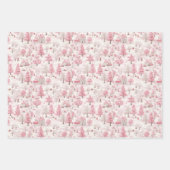 ヴィンテージピンククリスマスパステルクリスマス ラッピングペーパーシート (正面2)
