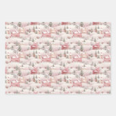 ヴィンテージピンククリスマスパステルクリスマス ラッピングペーパーシート (正面)