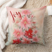 ヴィンテージピンククリスマスポインセチア装飾用クッション クッション (ブランケット)