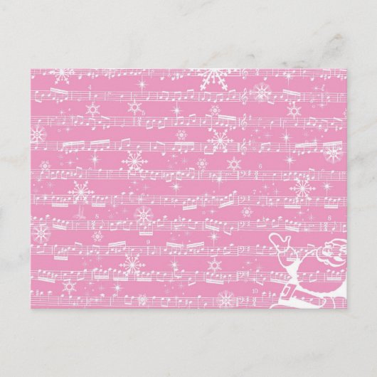 ヴィンテージピンククリスマスミュージカルシート シーズンポストカード (正面)