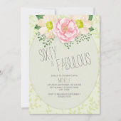 ヴィンテージピンククリームフローラグリーン60誕生日 招待状 (正面)