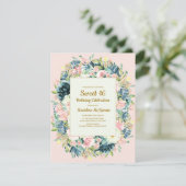 ヴィンテージピンククリームフローラ植物性甘味16 招待状 (スタンド正面)