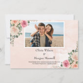 ヴィンテージピンククリームフローラ結婚式の日付を保存 招待状 (正面)