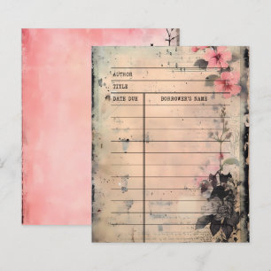 ヴィンテージピンクグランジライブラリーカードジャーナル紙