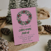 ヴィンテージピンクグリーンクリスマスボウズリースパーティー 招待状