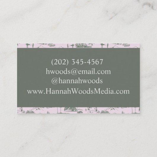 ヴィンテージピンクグリーンハリウッドヒルズトワール 名刺 (裏面)