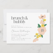 ヴィンテージピンクグリーンフローラブランチ泡立ちシャワー 招待状 (正面)