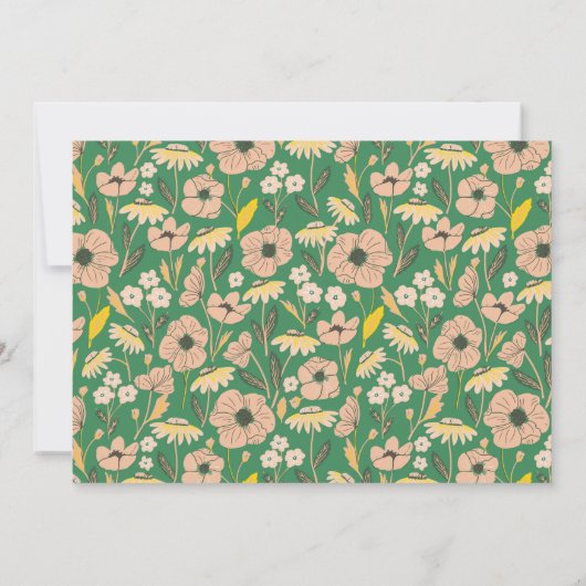 ヴィンテージピンクグリーンフローラブランチ泡立ちシャワー 招待状 (裏面)