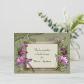 ヴィンテージピンクグリーンブライダルシャワー招待状 招待状 (スタンド正面)