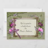 ヴィンテージピンクグリーンブライダルシャワー招待状 招待状 (正面)
