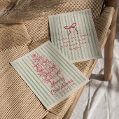 ヴィンテージピンクグリーン弓ツリークリスマスノンフォト シーズンカード