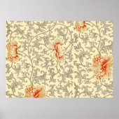 ヴィンテージピンクグレーのアートワーク植物学フローラ ポスター (正面)