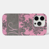 ヴィンテージピンクグレーダマスクパターンモノグラム Case-Mate iPhoneケース (裏面 (横))
