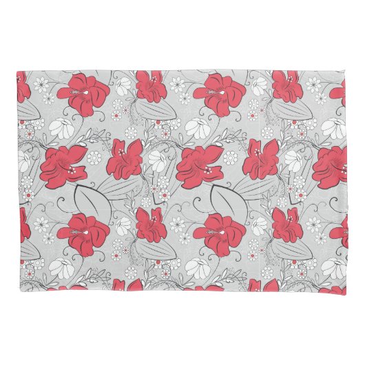 ヴィンテージピンクグレーフローラミッドセンチュリー40sスタイル 枕カバー (正面)