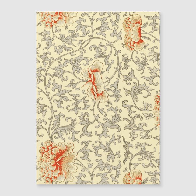 ヴィンテージピンクグレー植物学フローラ (正面)