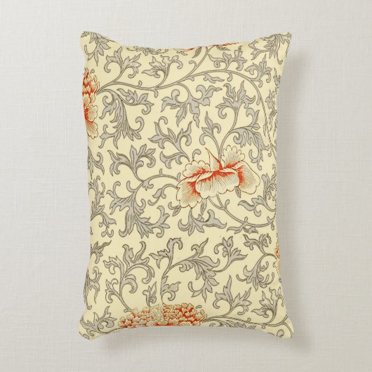 ヴィンテージピンクグレー植物学フローラ アクセントクッション (正面(垂直))