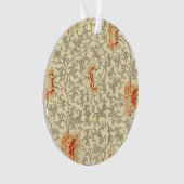 ヴィンテージピンクグレー植物学フローラ オーナメント (正面)