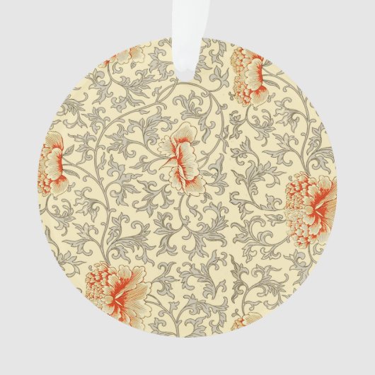 ヴィンテージピンクグレー植物学フローラ オーナメント (正面)