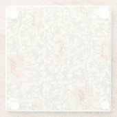 ヴィンテージピンクグレー植物学フローラ ガラスコースター (裏面)