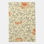 ヴィンテージピンクグレー植物学フローラ キッチンタオル (縦)