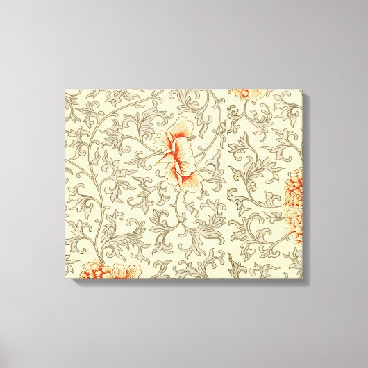 ヴィンテージピンクグレー植物学フローラ キャンバスプリント (正面)