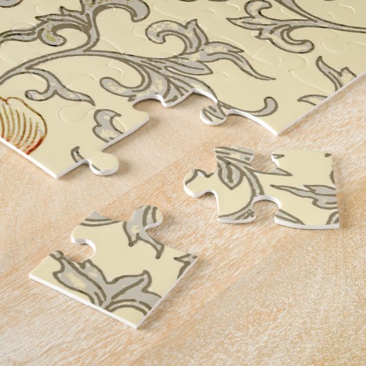 ヴィンテージピンクグレー植物学フローラ ジグソーパズル (側面)