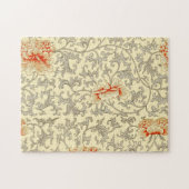 ヴィンテージピンクグレー植物学フローラ ジグソーパズル (横)