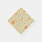 ヴィンテージピンクグレー植物学フローラ スタンダードカクテルナプキン (角)