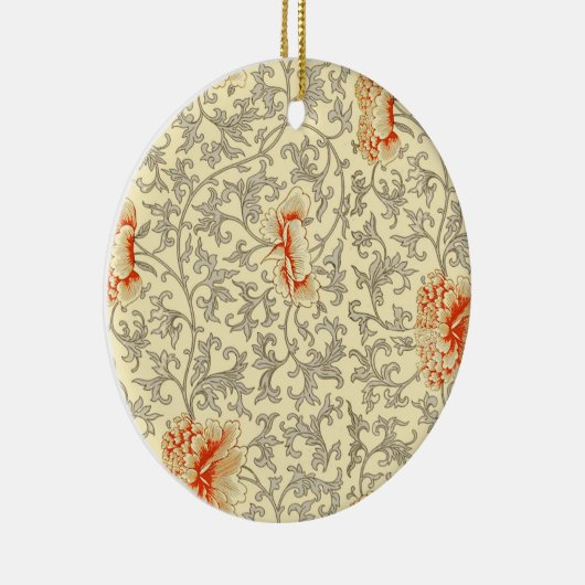 ヴィンテージピンクグレー植物学フローラ セラミックオーナメント (右)