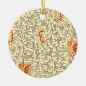 ヴィンテージピンクグレー植物学フローラ セラミックオーナメント (正面)