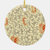 ヴィンテージピンクグレー植物学フローラ セラミックオーナメント (裏面)