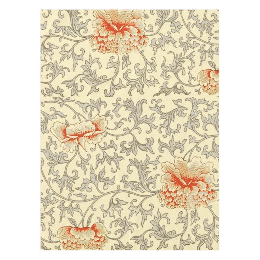 ヴィンテージピンクグレー植物学フローラ テーブルクロス (正面)